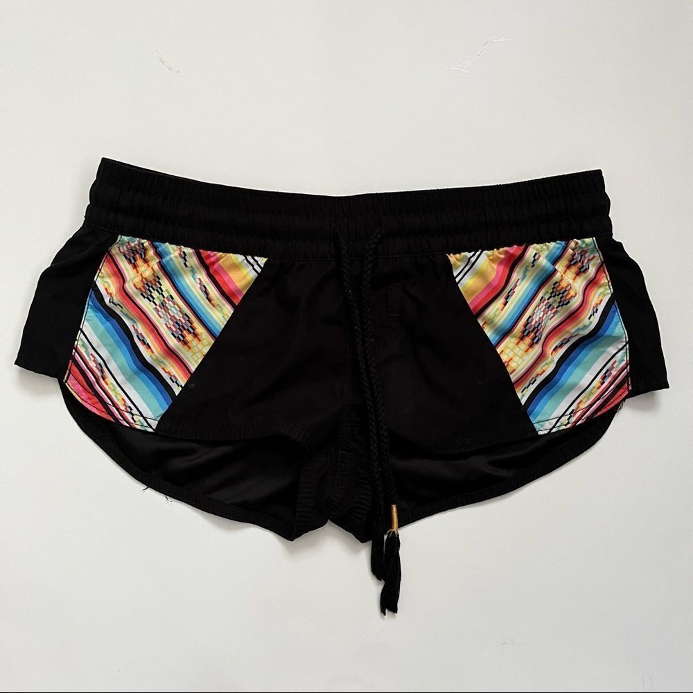 Rip Curl Swim Shorts Black Size M Drawstring Elastic Waist Resortwear Summer